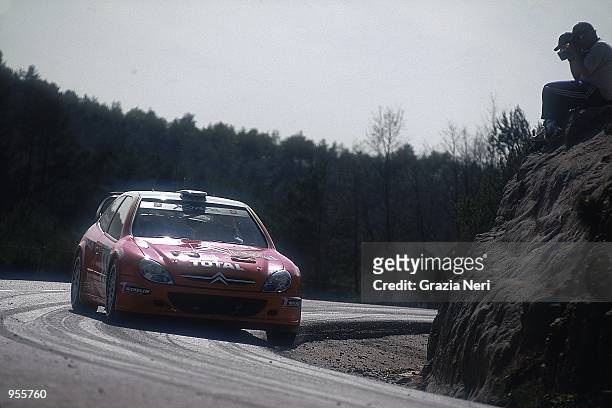 Phillippe Bugalski of France in action in his Citroen XSara during the FIA World Rally Championship Catalunya Rally at the Costa Brava in Spain. \...