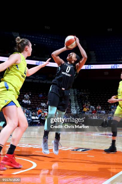 Marissa Coleman shoots the ball against the Dallas Wings during the pre-season game on May 7, 2018 at Mohegan Sun Arena in Uncasville, Connecticut....