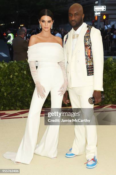 Kendall Jenner and Virgil Abloh attend the Heavenly Bodies: Fashion & The Catholic Imagination Costume Institute Gala at The Metropolitan Museum of...