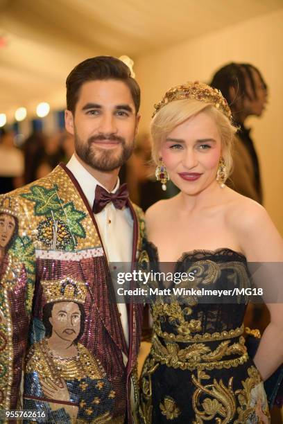 Darren Criss and Emilia Clarke attend the Heavenly Bodies: Fashion & The Catholic Imagination Costume Institute Gala at The Metropolitan Museum of...