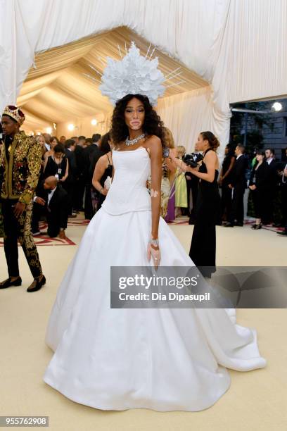 Winnie Harlow attends the Heavenly Bodies: Fashion & The Catholic Imagination Costume Institute Gala at The Metropolitan Museum of Art on May 7, 2018...