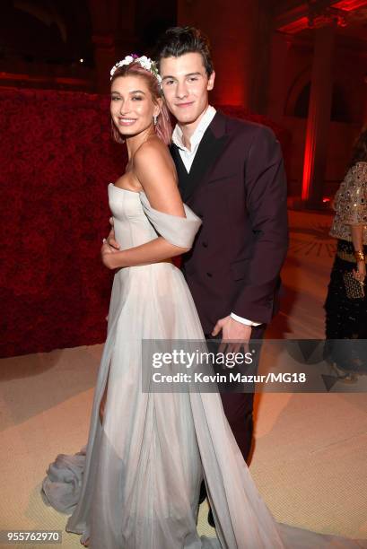 Shawn Mendes and Hailey Baldwin attend the Heavenly Bodies: Fashion & The Catholic Imagination Costume Institute Gala at The Metropolitan Museum of...