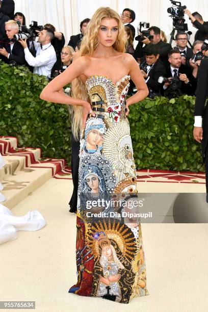 Stella Maxwell attends the Heavenly Bodies: Fashion & The Catholic Imagination Costume Institute Gala at The Metropolitan Museum of Art on May 7,...