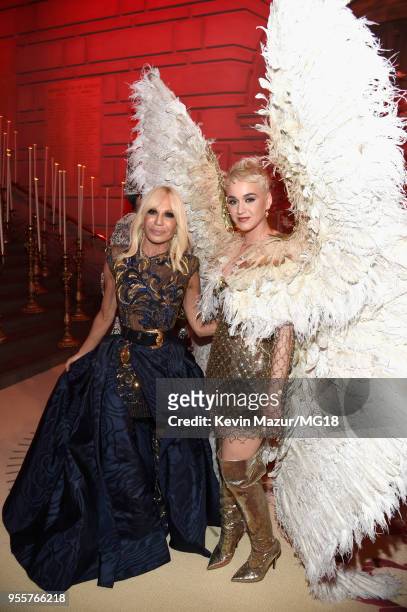 Met Gala Host, Donatella Versace and Katy Perry attend the Heavenly Bodies: Fashion & The Catholic Imagination Costume Institute Gala at The...