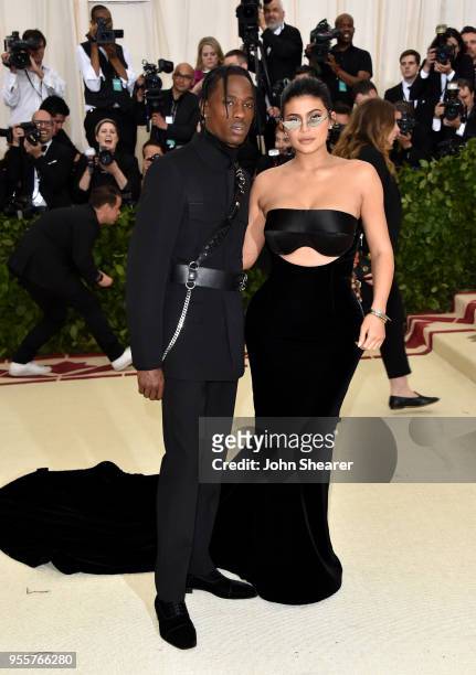 Travis Scott and Kylie Jenner attend the Heavenly Bodies: Fashion & The Catholic Imagination Costume Institute Gala at The Metropolitan Museum of Art...