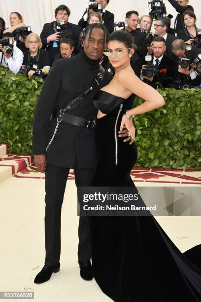 Travis Scott and Kylie Jenner attend the Heavenly Bodies: Fashion & The Catholic Imagination Costume Institute Gala at The Metropolitan Museum of Art...