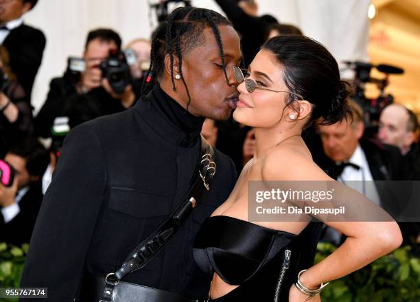 Travis Scott and Kylie Jenner attend the Heavenly Bodies: Fashion & The Catholic Imagination Costume Institute Gala at The Metropolitan Museum of Art...