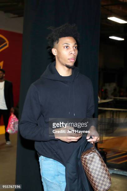 Malachi Richardson of the Toronto Raptors arrives before the game against the Cleveland Cavaliers during Game Four of the Eastern Conference...