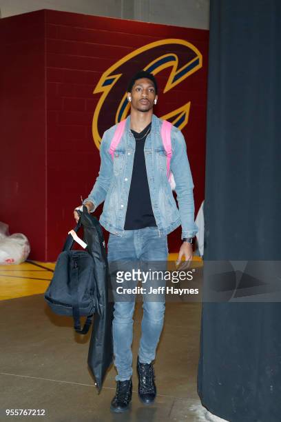 Malcolm Miller of the Toronto Raptors arrives before the game against the Cleveland Cavaliers during Game Four of the Eastern Conference Semifinals...