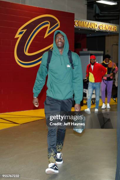 Pascal Siakam of the Toronto Raptors arrives before the game against the Cleveland Cavaliers during Game Four of the Eastern Conference Semifinals of...