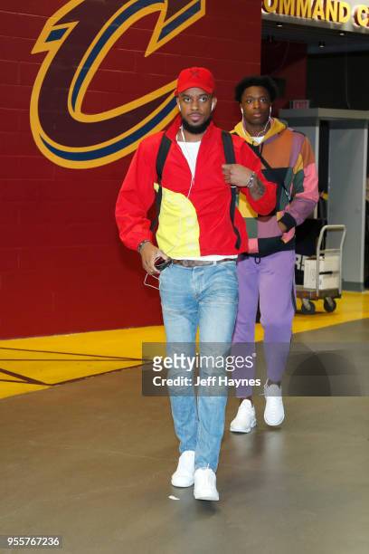 Lorenzo Brown of the Toronto Raptors arrives before the game against the Cleveland Cavaliers during Game Four of the Eastern Conference Semifinals of...