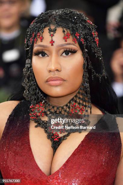 Nicki Minaj attends the Heavenly Bodies: Fashion & The Catholic Imagination Costume Institute Gala at The Metropolitan Museum of Art on May 7, 2018...