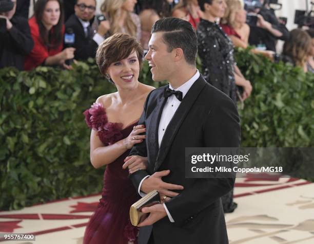 Scarlett Johansson and Colin Jost attend the Heavenly Bodies: Fashion & The Catholic Imagination Costume Institute Gala at The Metropolitan Museum of...