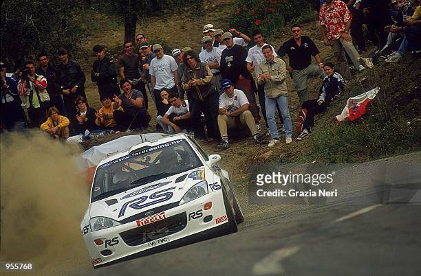 Francois Delecour of France in action in his Ford Focus during the FIA World Rally Championship Catalunya Rally at the Costa Brava in Spain. \...