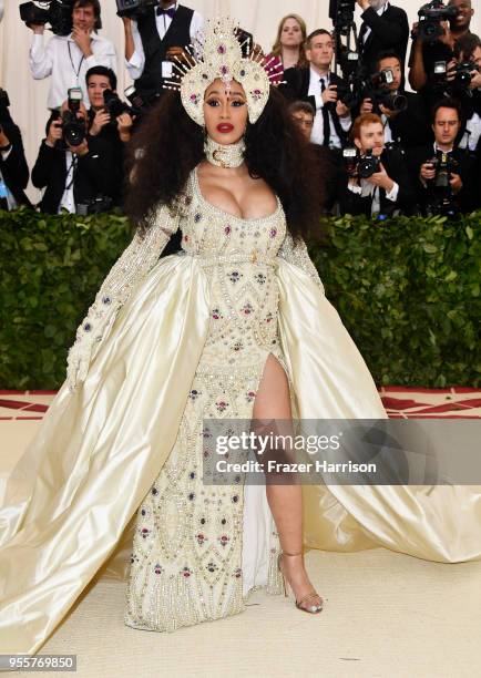 Cardi B attends the Heavenly Bodies: Fashion & The Catholic Imagination Costume Institute Gala at The Metropolitan Museum of Art on May 7, 2018 in...