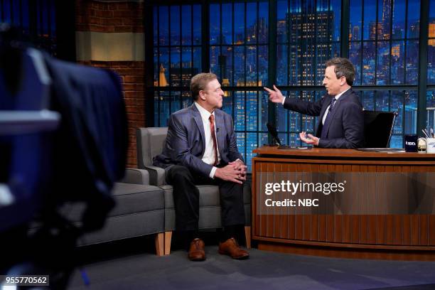 Episode 682 -- Pictured: Actor John Goodman during an interview with host Seth Meyers on May 7, 2018 --
