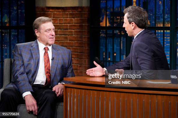 Episode 682 -- Pictured: Actor John Goodman during an interview with host Seth Meyers on May 7, 2018 --