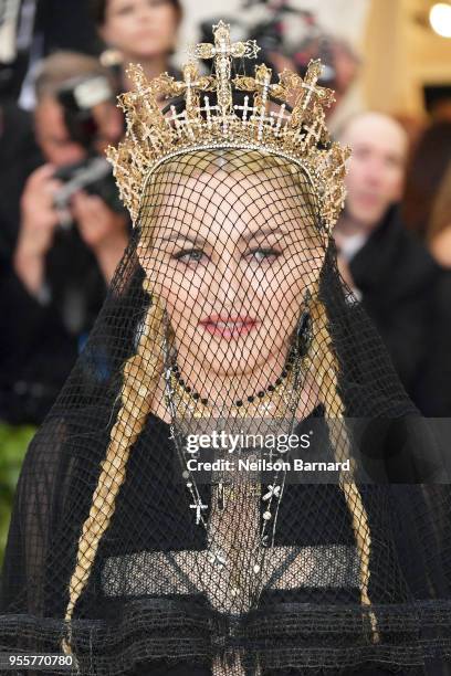 Madonna attends the Heavenly Bodies: Fashion & The Catholic Imagination Costume Institute Gala at The Metropolitan Museum of Art on May 7, 2018 in...