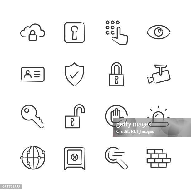 ilustraciones, imágenes clip art, dibujos animados e iconos de stock de los iconos de seguridad — serie incompleta - ojos abiertos