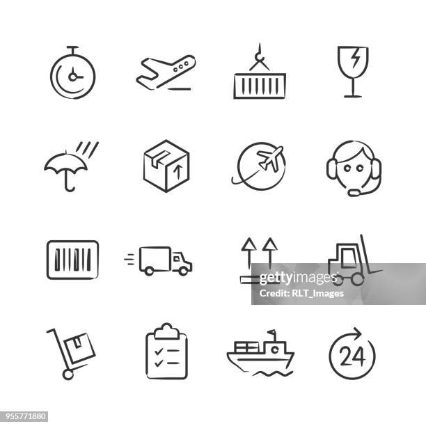 shipping & logistics icons — sketchy series - damaged package stock illustrations