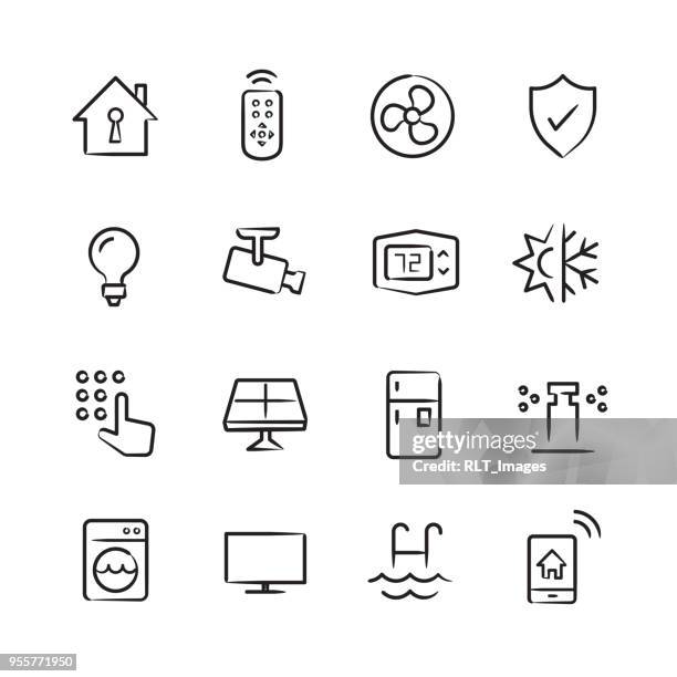 ilustrações de stock, clip art, desenhos animados e ícones de smart home icons — sketchy series - sprinkler