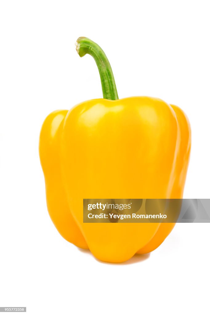 Yellow bell pepper isolated on white background