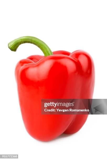 red bell pepper isolated on white background - red bell pepper stock pictures, royalty-free photos & images