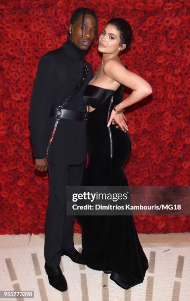 Travis Scott and Kylie Jenner attend the Heavenly Bodies: Fashion & The Catholic Imagination Costume Institute Gala at The Metropolitan Museum of Art...