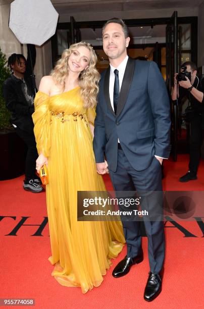 Actress Amanda Seyfried and Actor Thomas Sadoski attend as The Mark Hotel celebrates the 2018 Met Gala at The Mark Hotel on May 7, 2018 in New York...