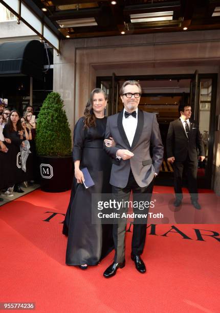 Actor Gary Oldman and Writer Gisele Schmidt attend as The Mark Hotel celebrates the 2018 Met Gala at The Mark Hotel on May 7, 2018 in New York City.