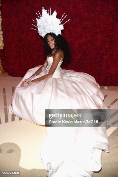 Winnie Harlow attends the Heavenly Bodies: Fashion & The Catholic Imagination Costume Institute Gala at The Metropolitan Museum of Art on May 7, 2018...