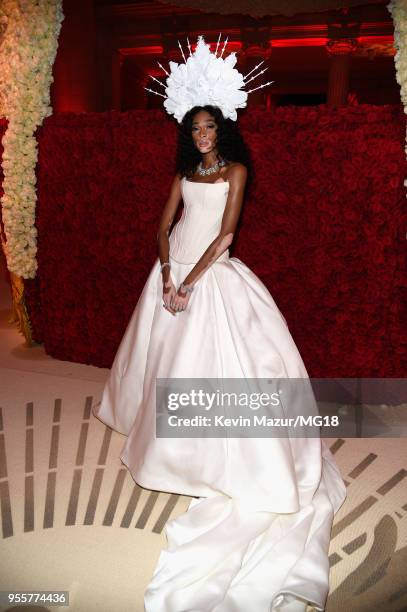 Winnie Harlow attends the Heavenly Bodies: Fashion & The Catholic Imagination Costume Institute Gala at The Metropolitan Museum of Art on May 7, 2018...