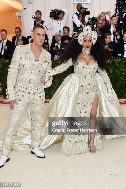 Jeremy Scott and Cardi B attend the Heavenly Bodies: Fashion & The Catholic Imagination Costume Institute Gala at The Metropolitan Museum of Art on...