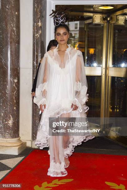 Sasha Lane is seen at The Pierre Hotel in Midtown on May 7, 2018 in New York City.