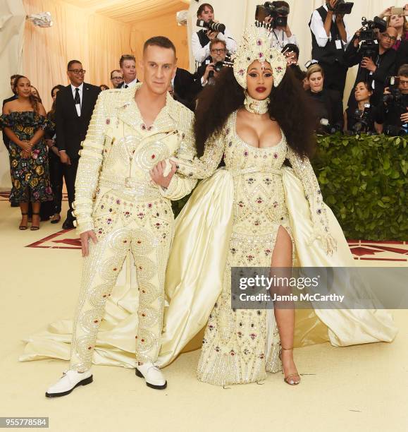 Jeremy Scott and Cardi B attend the Heavenly Bodies: Fashion & The Catholic Imagination Costume Institute Gala at The Metropolitan Museum of Art on...