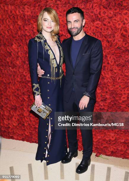 Emma Stone and Nicolas Ghesquière attend the Heavenly Bodies: Fashion & The Catholic Imagination Costume Institute Gala at The Metropolitan Museum of...