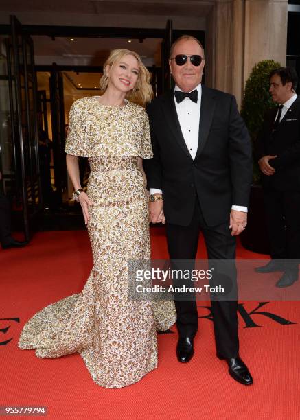 Actress Naomi Watts and Designer Michael Kors attends as The Mark Hotel celebrates the 2018 Met Gala at The Mark Hotel on May 7, 2018 in New York...