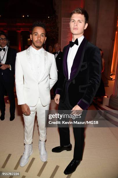 Lewis Hamilton and Ansel Elgort attend the Heavenly Bodies: Fashion & The Catholic Imagination Costume Institute Gala at The Metropolitan Museum of...