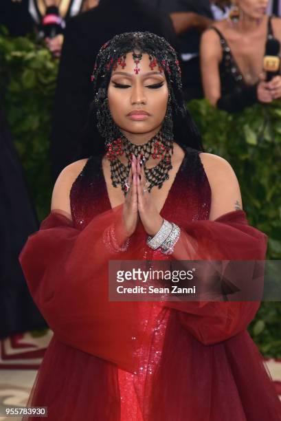 Nicki Minaj attends the Heavenly Bodies: Fashion & The Catholic Imagination Costume Institute Gala at The Metropolitan Museum of Art on May 7, 2018...