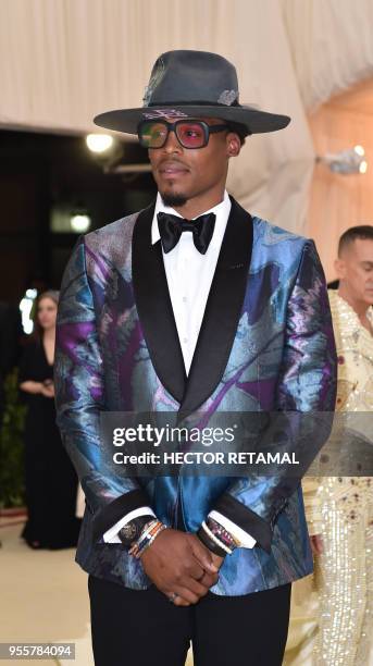 Cam Newton arrives for the 2018 Met Gala on May 7, 2018 at the Metropolitan Museum of Art in New York. - The Gala raises money for the Metropolitan...