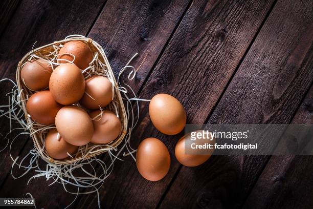 eggs in a wicker basket - animal egg stock pictures, royalty-free photos & images
