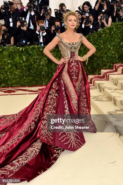 Blake Lively attends the Heavenly Bodies: Fashion & The Catholic Imagination Costume Institute Gala at The Metropolitan Museum of Art on May 7, 2018...