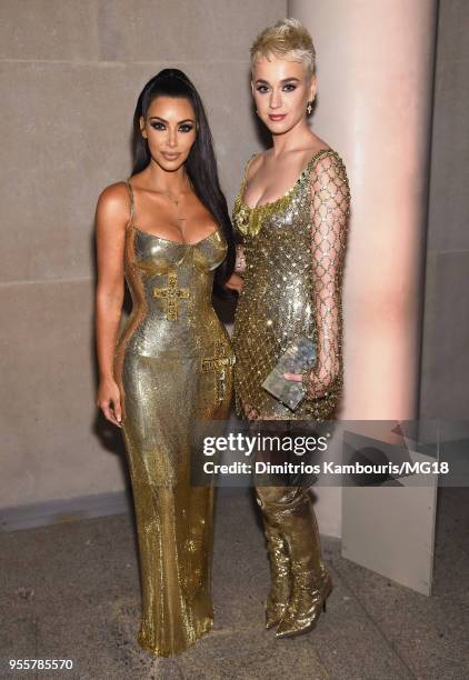 Kim Kardashian and Katy Perry attend the Heavenly Bodies: Fashion & The Catholic Imagination Costume Institute Gala at The Metropolitan Museum of Art...