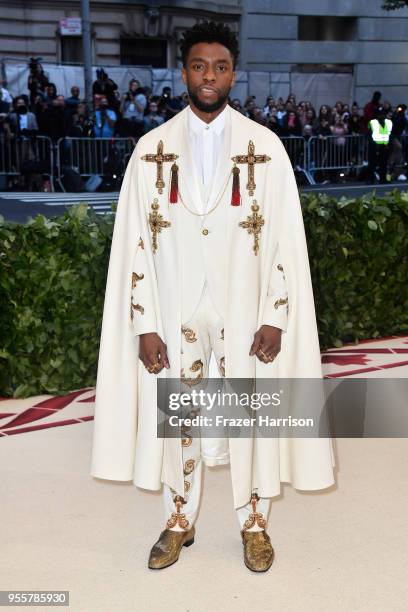 Chadwick Boseman attends the Heavenly Bodies: Fashion & The Catholic Imagination Costume Institute Gala at The Metropolitan Museum of Art on May 7,...