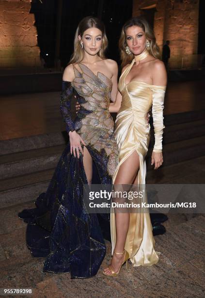 Gigi Hadid and Gisele Bundchen attend the Heavenly Bodies: Fashion & The Catholic Imagination Costume Institute Gala at The Metropolitan Museum of...