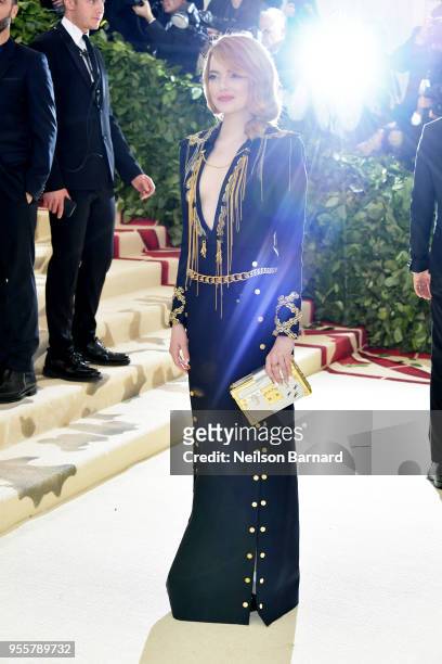 Emma Stone attends the Heavenly Bodies: Fashion & The Catholic Imagination Costume Institute Gala at The Metropolitan Museum of Art on May 7, 2018 in...