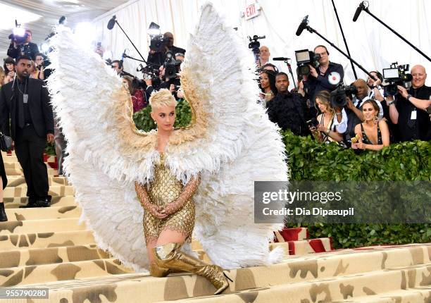 Katy Perry attends the Heavenly Bodies: Fashion & The Catholic Imagination Costume Institute Gala at The Metropolitan Museum of Art on May 7, 2018 in...