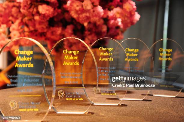 Awards on display at the 2018 Change Maker Awards at Carnegie Hall on May 7, 2018 in New York City.