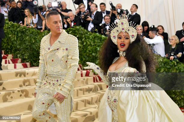 Jeremy Scott and Cardi B attend the Heavenly Bodies: Fashion & The Catholic Imagination Costume Institute Gala at The Metropolitan Museum of Art on...