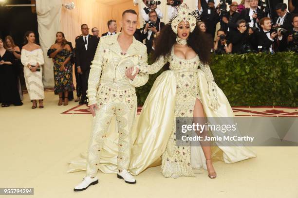 Jeremy Scott and Cardi B attend the Heavenly Bodies: Fashion & The Catholic Imagination Costume Institute Gala at The Metropolitan Museum of Art on...